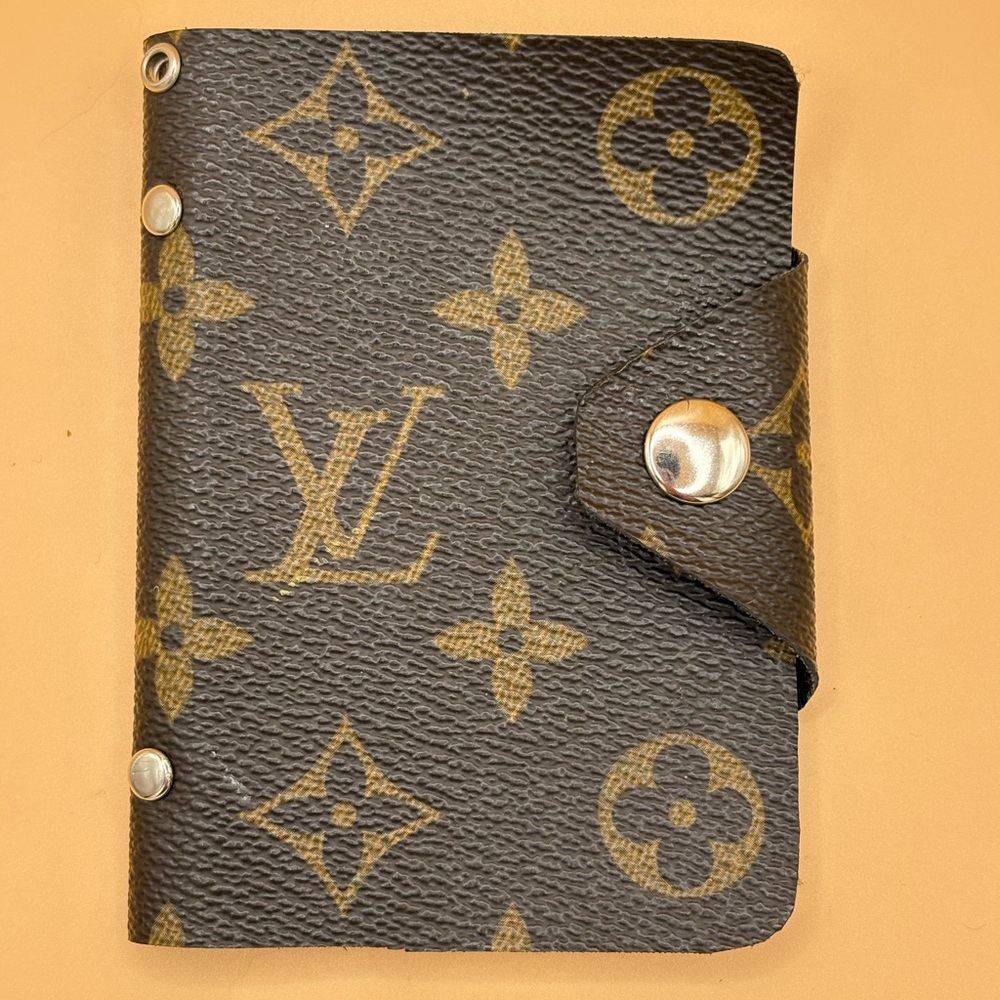 Upcycled, Handmade Monogram Canvas photobook (wallet size) — Brown & Tan